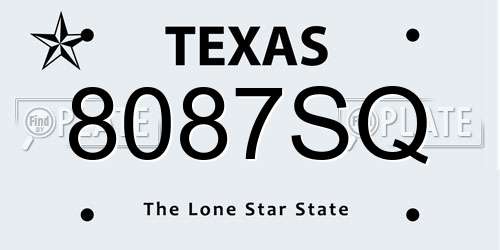 8087SQ Texas License Plate