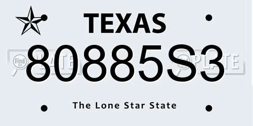 80885S3 Texas License Plate