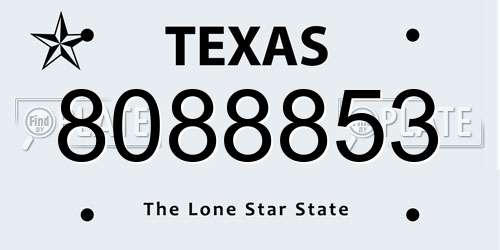 8088853 Texas License Plate