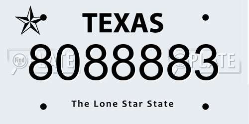 8088883 Texas License Plate