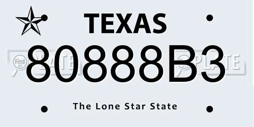 80888B3 Texas License Plate