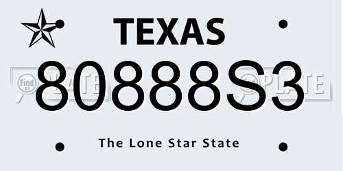 80888S3 Texas License Plate