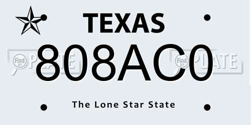 808AC0 Texas License Plate