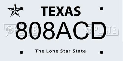 808ACD Texas License Plate