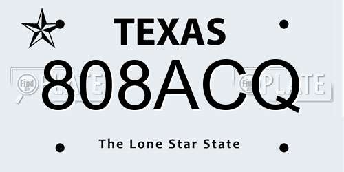 808ACQ Texas License Plate