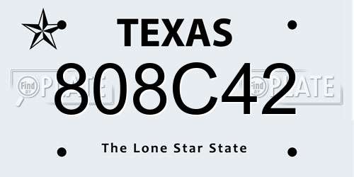 808C42 Texas License Plate