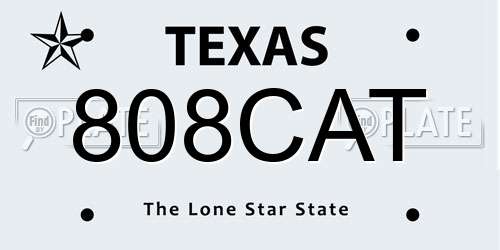 808CAT Texas License Plate