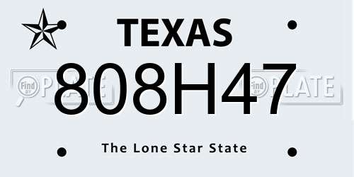 808H47 Texas License Plate