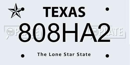 808HA2 Texas License Plate