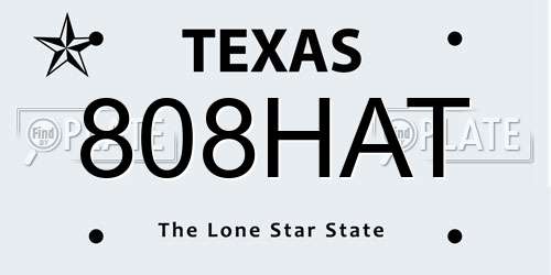808HAT Texas License Plate