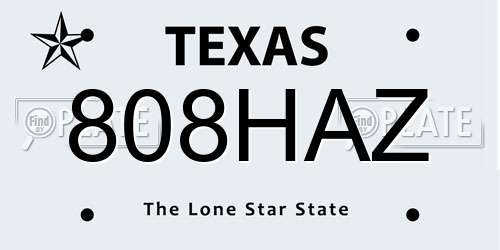 808HAZ Texas License Plate
