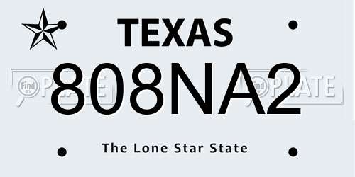 808NA2 Texas License Plate
