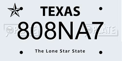 808NA7 Texas License Plate
