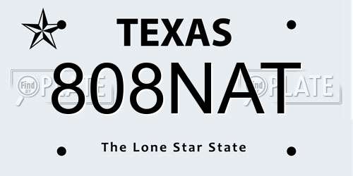 808NAT Texas License Plate