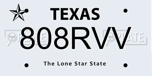 808RVV Texas License Plate