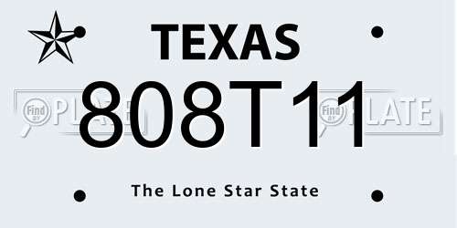 808T11 Texas License Plate