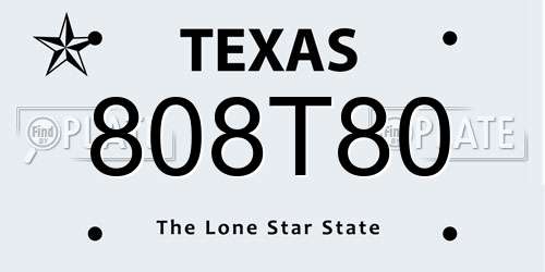 808T80 Texas License Plate