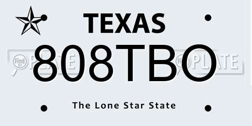 808TBO Texas License Plate