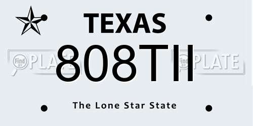 808TII Texas License Plate