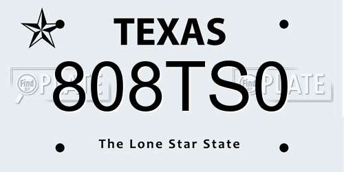 808TS0 Texas License Plate