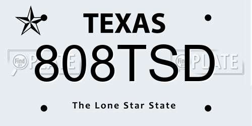 808TSD Texas License Plate