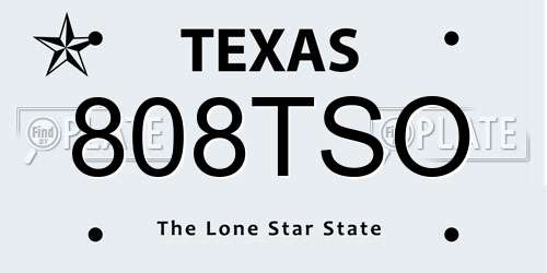 808TSO Texas License Plate