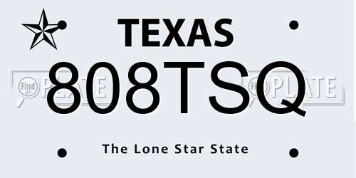 808TSQ Texas License Plate