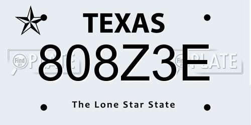 808Z3E Texas License Plate