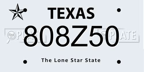 808Z50 Texas License Plate