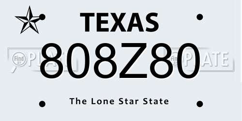 808Z80 Texas License Plate