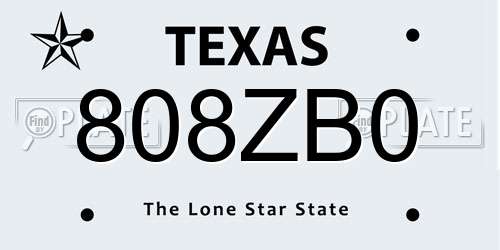808ZB0 Texas License Plate