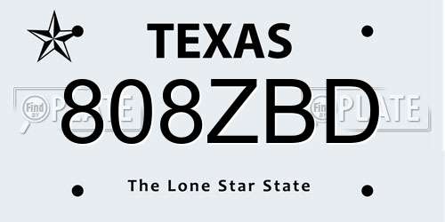 808ZBD Texas License Plate