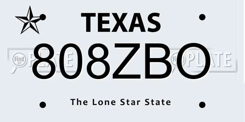 808ZBO Texas License Plate