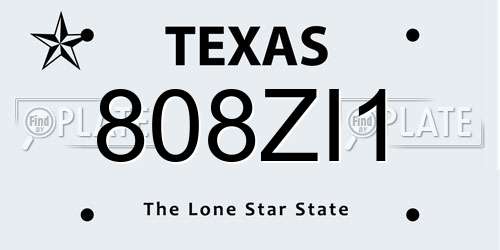 808ZI1 Texas License Plate