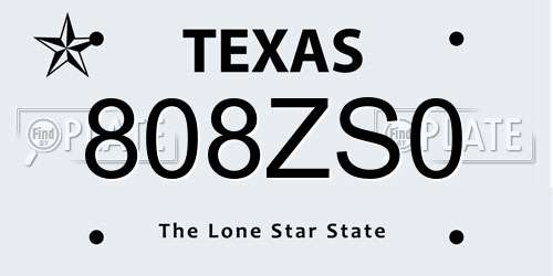 808ZS0 Texas License Plate