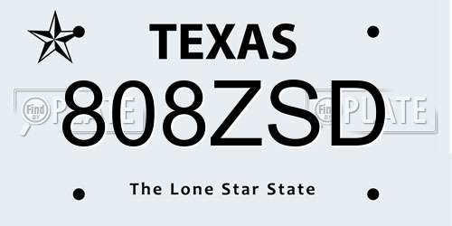 808ZSD Texas License Plate