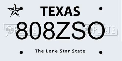 808ZSO Texas License Plate