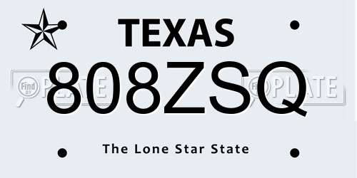 808ZSQ Texas License Plate