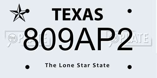 809AP2 Texas License Plate