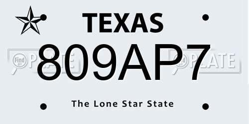 809AP7 Texas License Plate