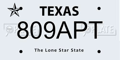 809APT Texas License Plate
