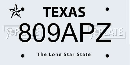 809APZ Texas License Plate