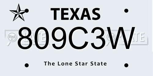 809C3W Texas License Plate