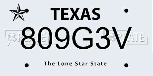 809G3V Texas License Plate