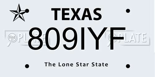 809IYF Texas License Plate