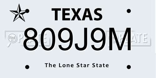 809J9M Texas License Plate