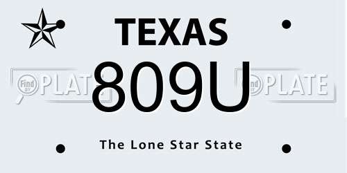 809U Texas License Plate