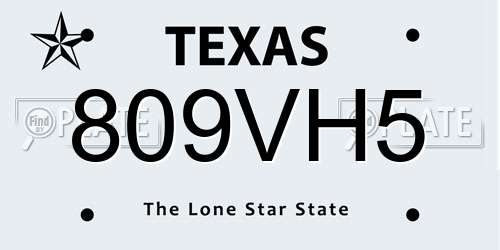 809VH5 Texas License Plate