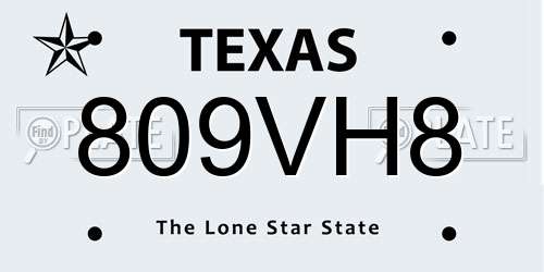 809VH8 Texas License Plate