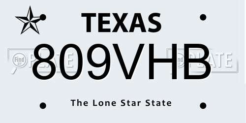 809VHB Texas License Plate